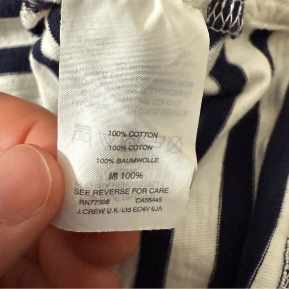 J Crew Top Women Sz M White Blue Stripe Boat Neck Nautical Coastal Preppy Casual - Picture 9 of 12